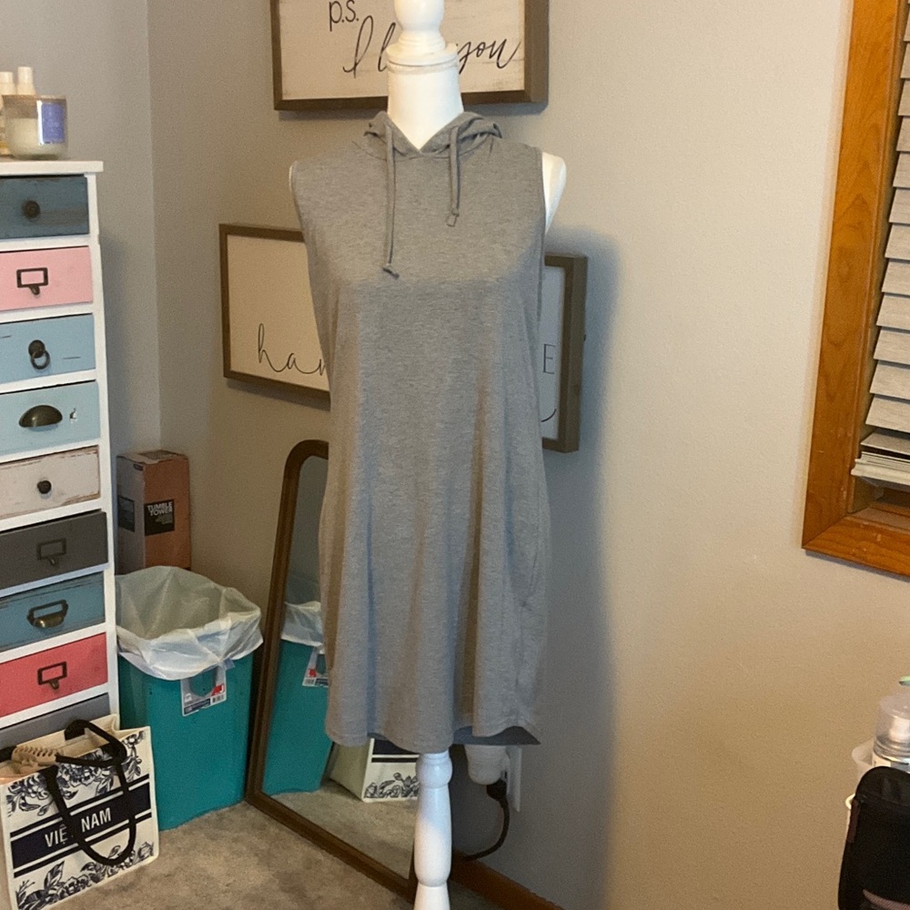 Gray Sleeveless Hoodie Dress